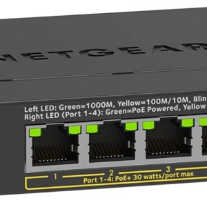 NETGEAR 5-Port PoE Gigabit Ethernet Unmanaged Essentials Switch (GS305P)
