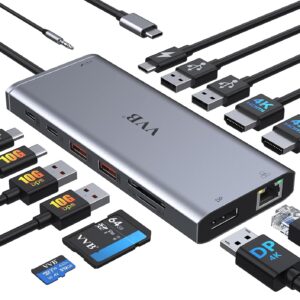 USB C Laptop Docking Station Dual Monitor HDMI for Dell/Lenovo/HP Laptop 14 in 1 USB C Hub Multiport Adapter Dongle Dock USB C to 2 HDMI